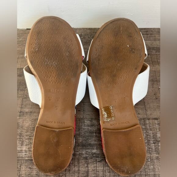 ANTHROPOLOGIE VICENZA CROSS BAND SLIDE SANDALS WHITE LEATHER SIZE 8 - Picture 8 of 10